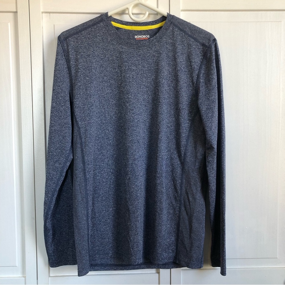 Bonobos GoodSport Long Sleeve Tee Heathered Blue Small Slim